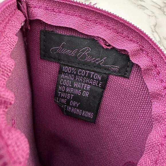 Laurel Burch Vintage Y2k Coin Purse Canvas Pouch Purple Cat Art Small Jungle - Picture 4 of 4